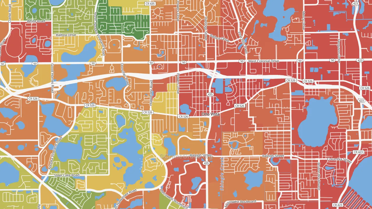 Orlovista, FL Map of Burglary Rates