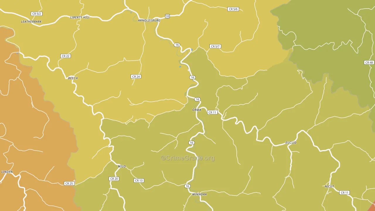 Orma, WV Map of Burglary Rates