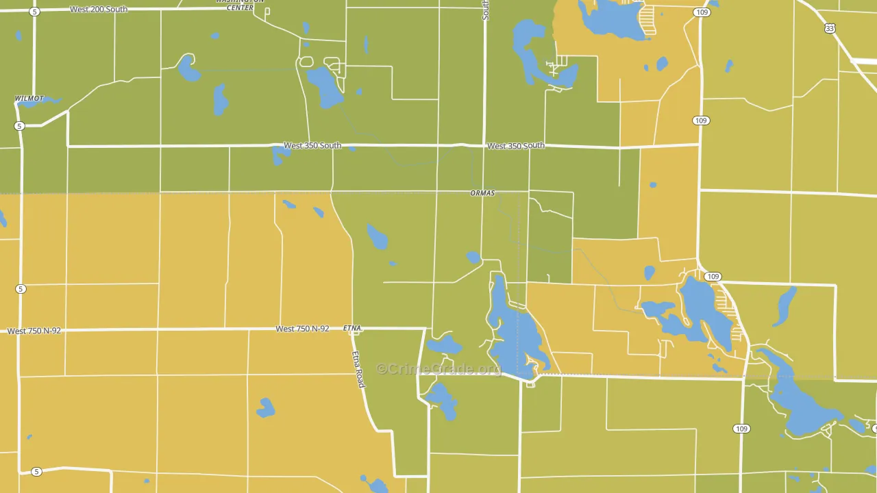 Ormas, IN Map of Burglary Rates