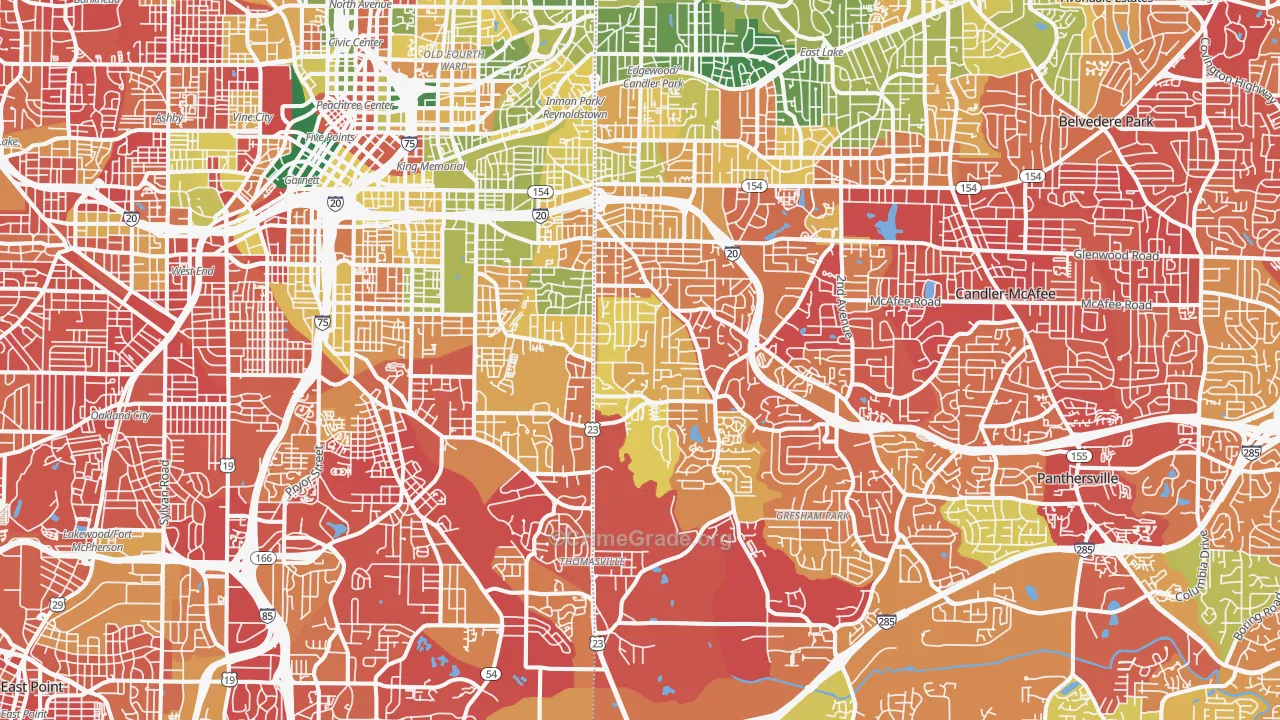 Ormewood Park-East Atlanta, Atlanta, GA Map of Burglary Rates