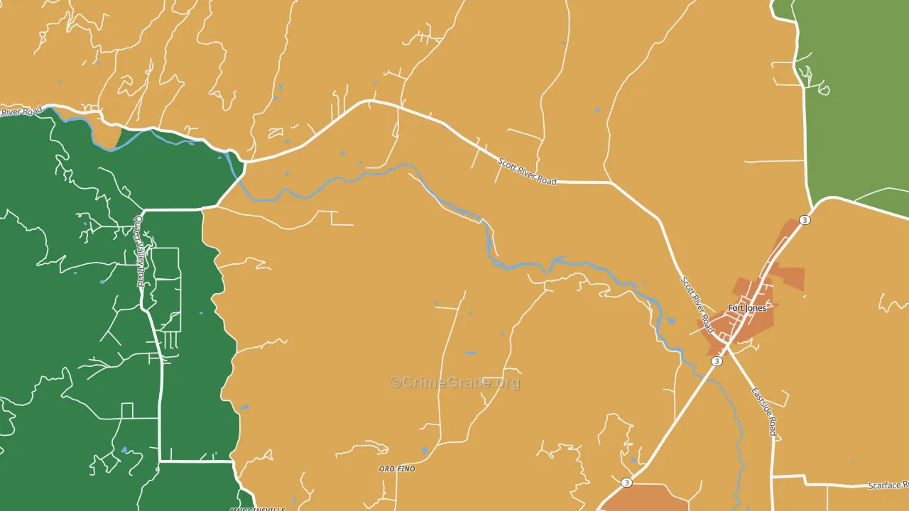 Oro Fino, CA Map of Burglary Rates
