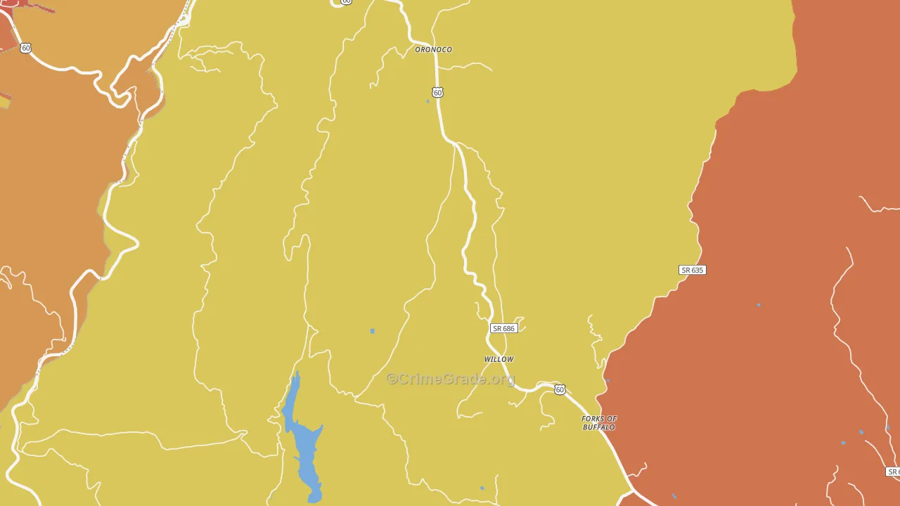 Oronoco, VA Map of Burglary Rates