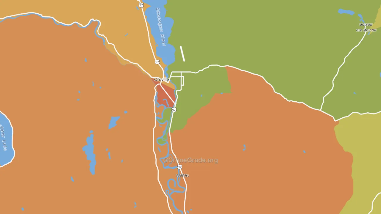 Oroville, WA Map of Burglary Rates