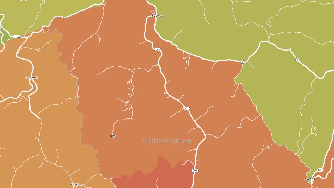 Orr, KY Map of Burglary Rates