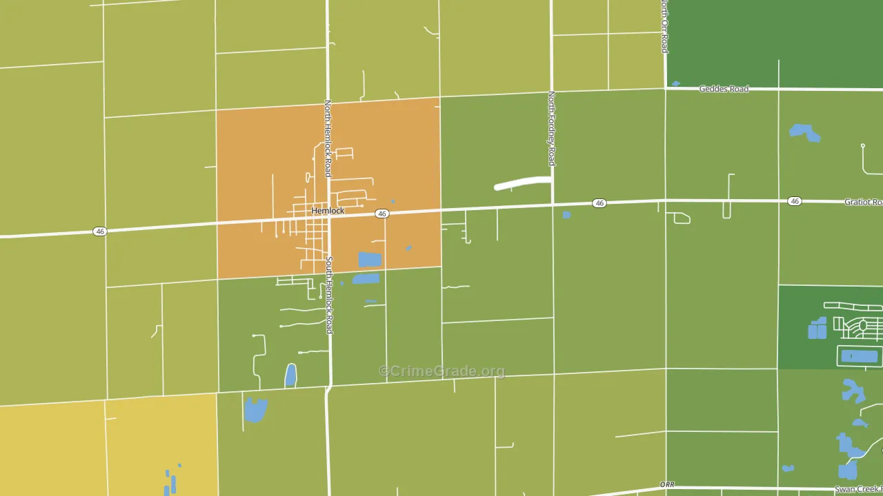 Orr, MI Map of Burglary Rates