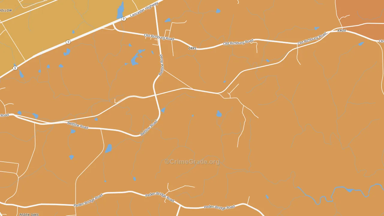 Orrs, SC Map of Burglary Rates