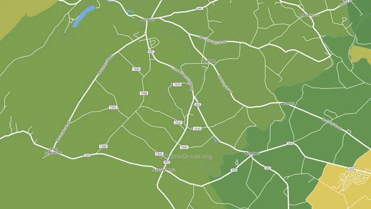 Orrstown, PA Map of Burglary Rates