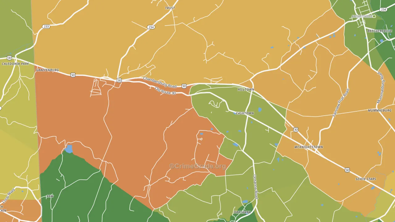 Orrtanna, PA Map of Burglary Rates