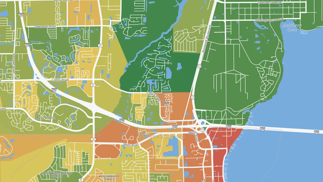 Ortega Hills, Jacksonville, FL Map of Burglary Rates