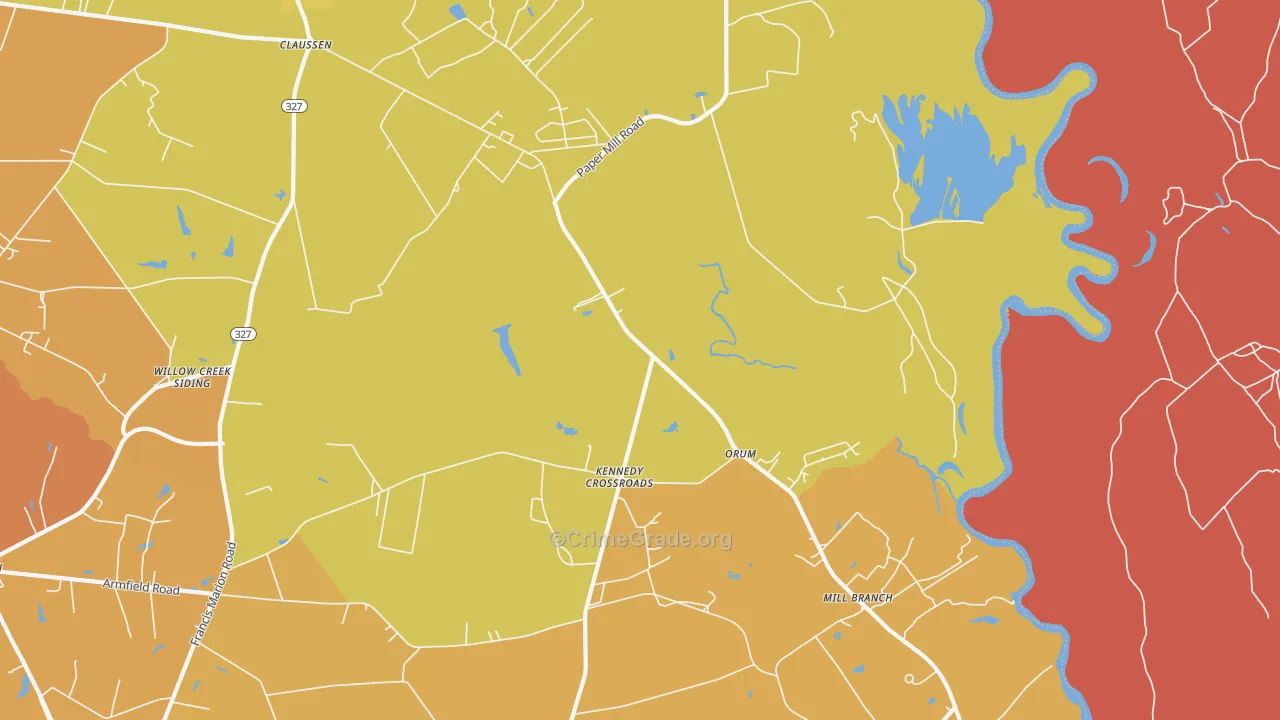 Orum, SC Map of Burglary Rates