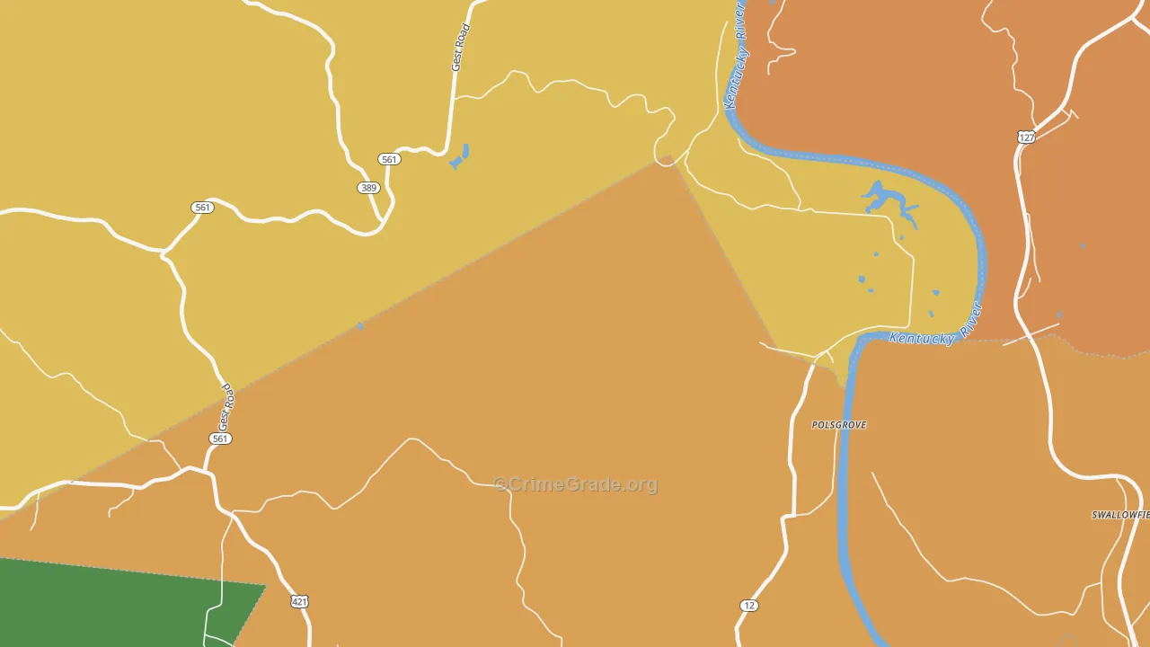 Orville, KY Map of Burglary Rates