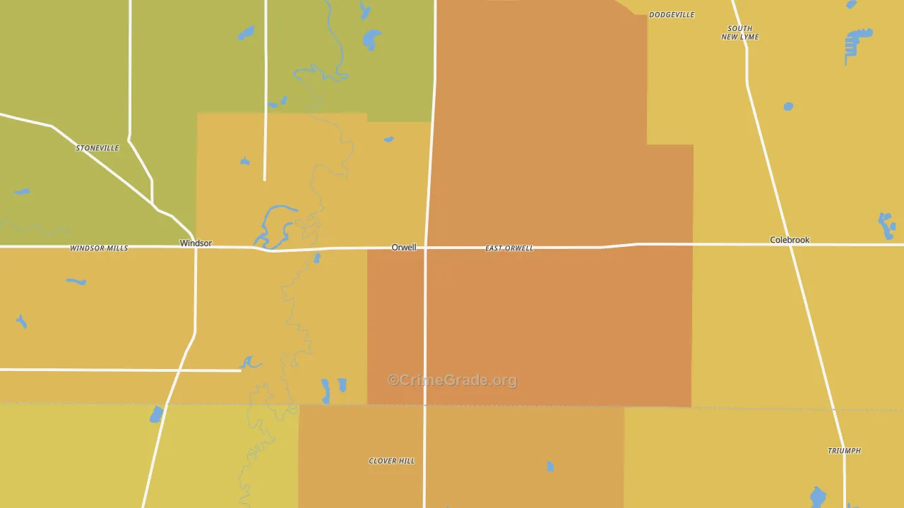 Orwell, OH Map of Burglary Rates