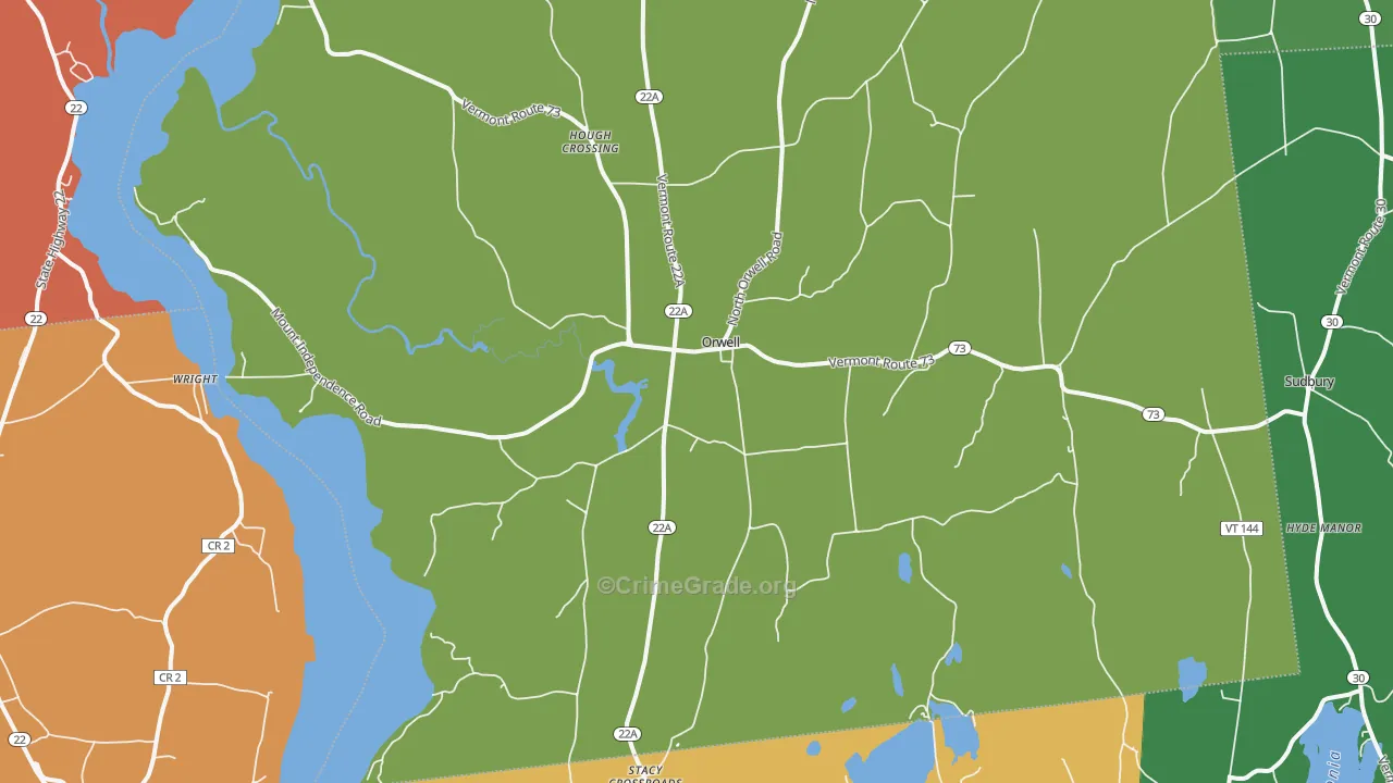 Orwell, VT Map of Burglary Rates