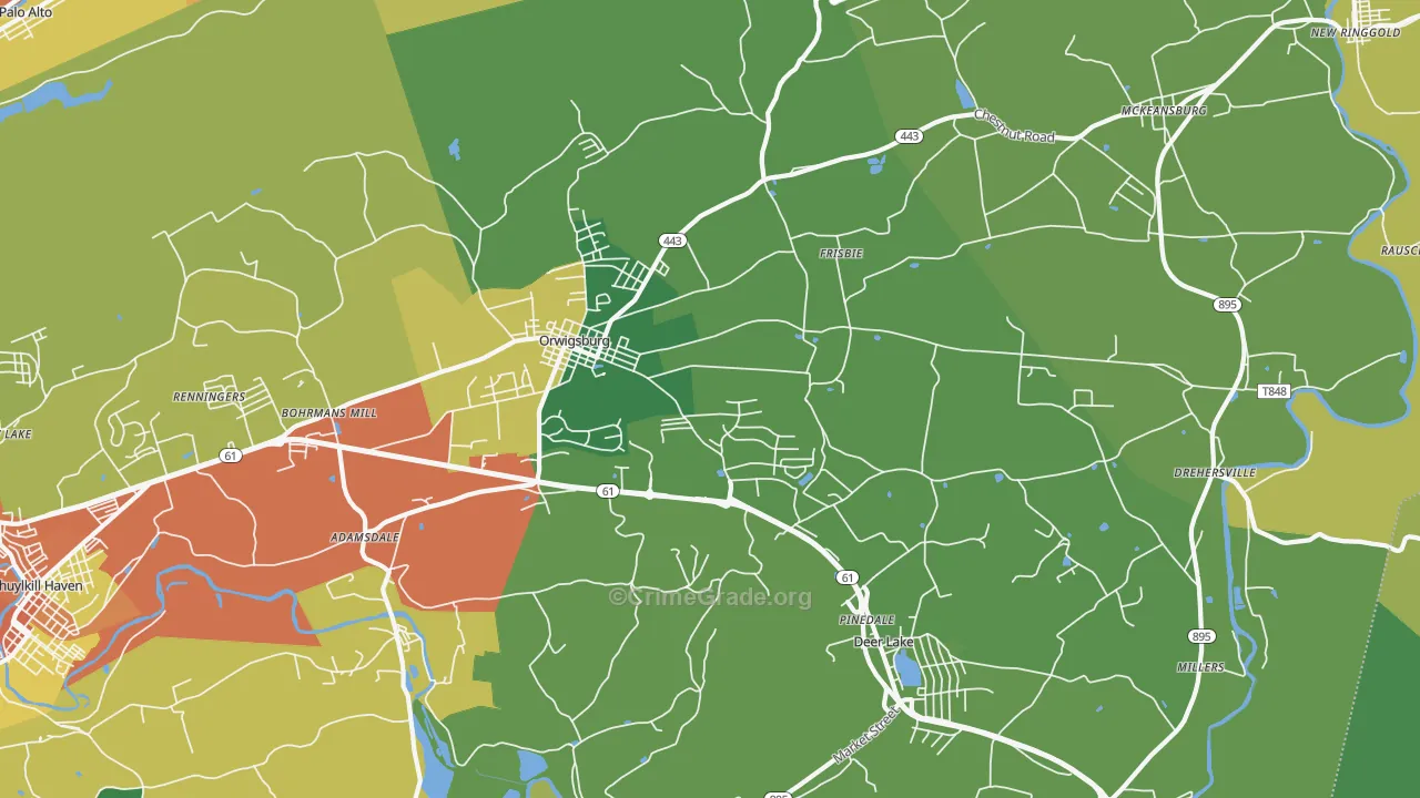 Orwigsburg, PA Map of Burglary Rates