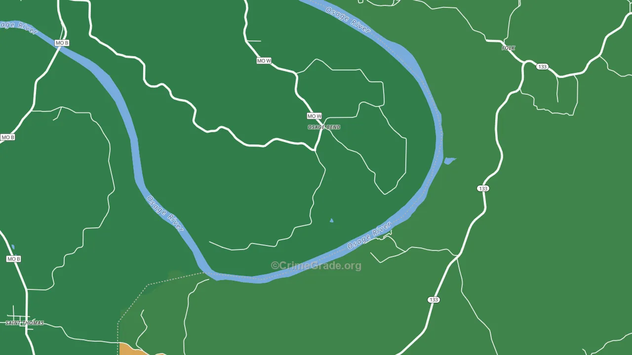 Osage Bend, MO Map of Burglary Rates