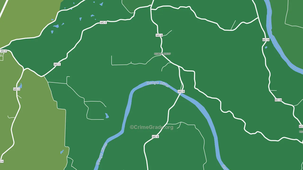 Osage Bluff, MO Map of Burglary Rates
