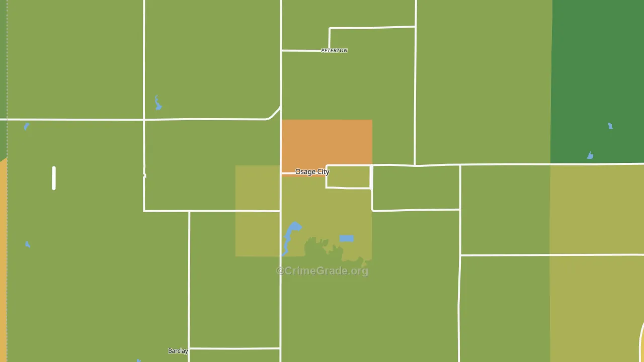 Osage City, KS Map of Burglary Rates