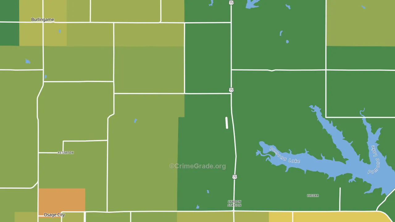 Osage County, KS Map of Burglary Rates