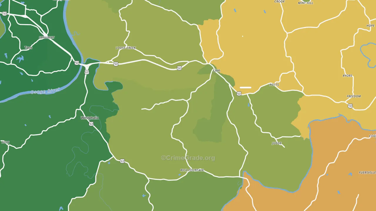 Osage County, MO Map of Burglary Rates
