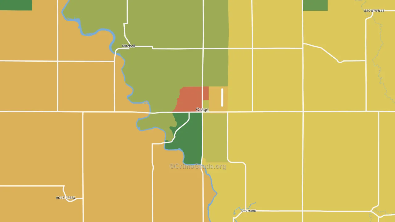 Osage, IA Map of Burglary Rates