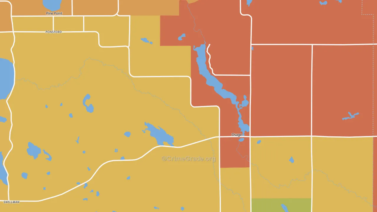 Osage, MN Map of Burglary Rates