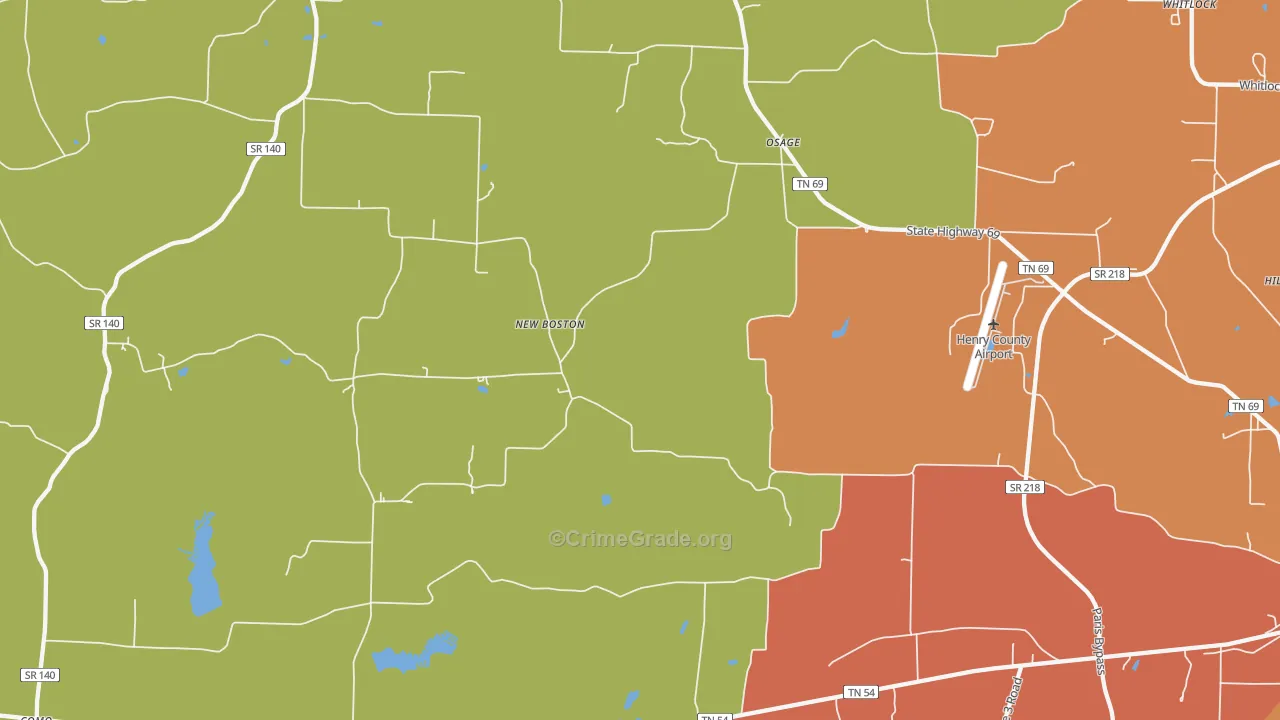 Osage, TN Map of Burglary Rates