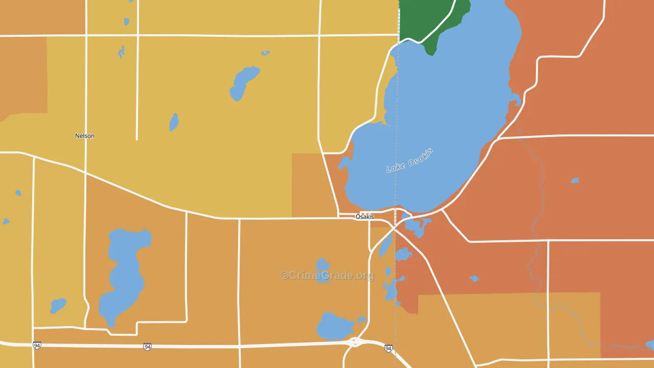 Osakis, MN Map of Burglary Rates