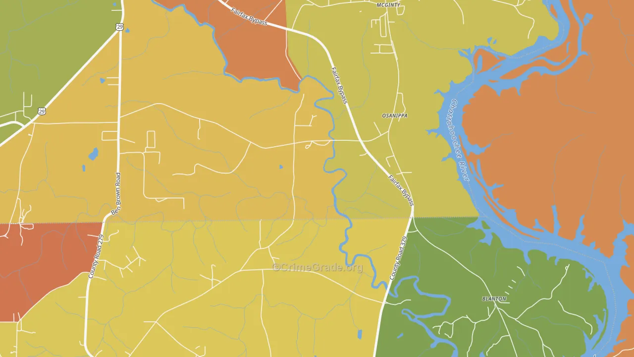 Osanippa, AL Map of Burglary Rates