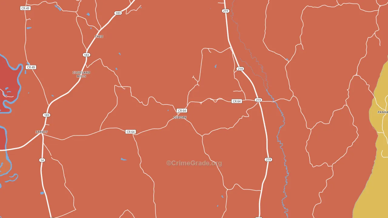 Osborn, AL Map of Burglary Rates