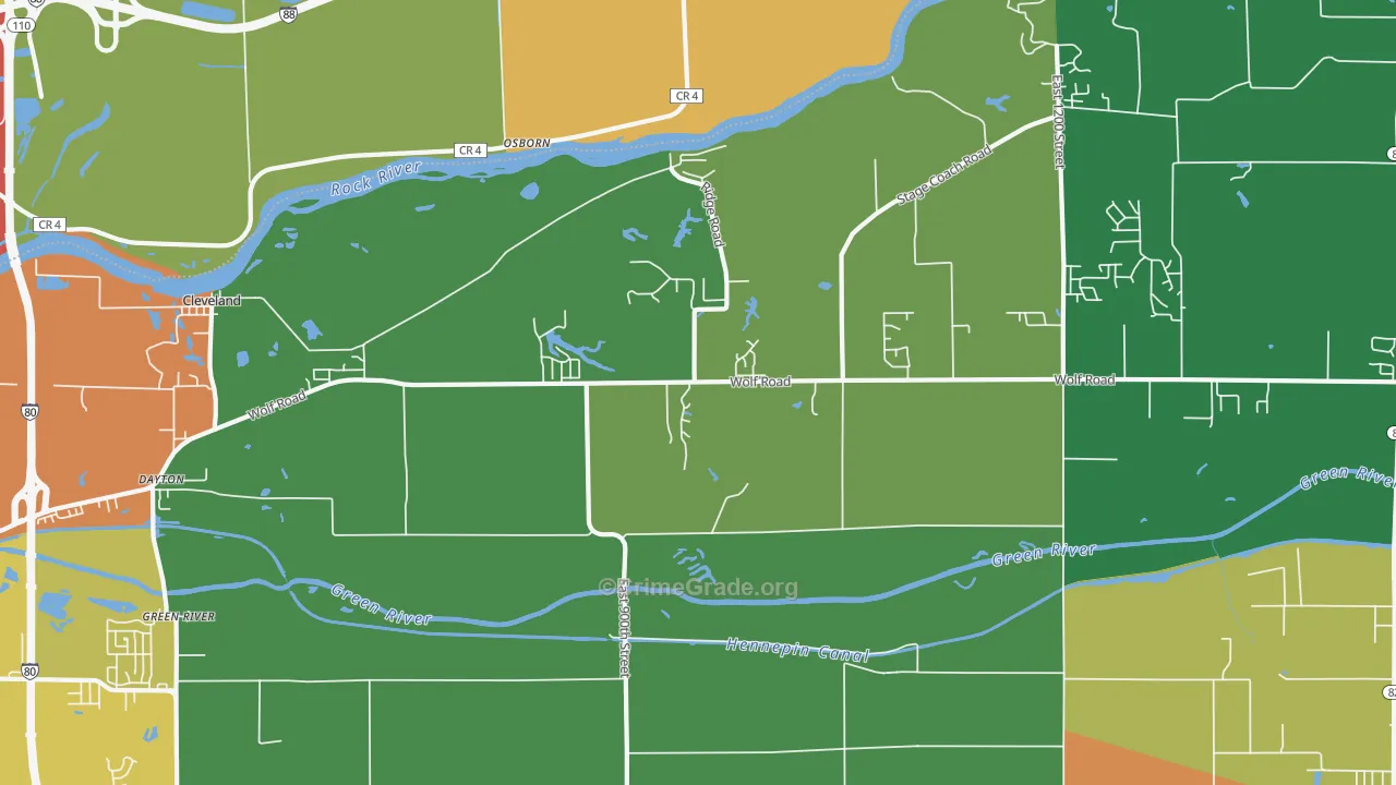 Osborn, IL Map of Burglary Rates