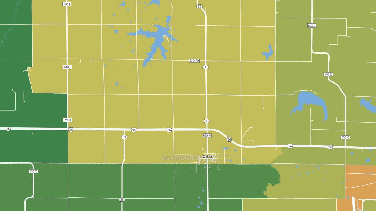 Osborn, MO Map of Burglary Rates
