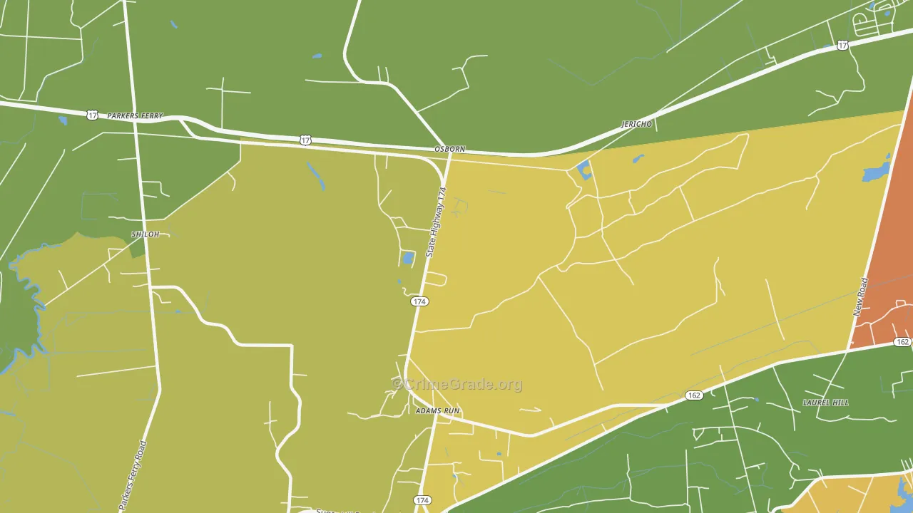 Osborn, SC Map of Burglary Rates