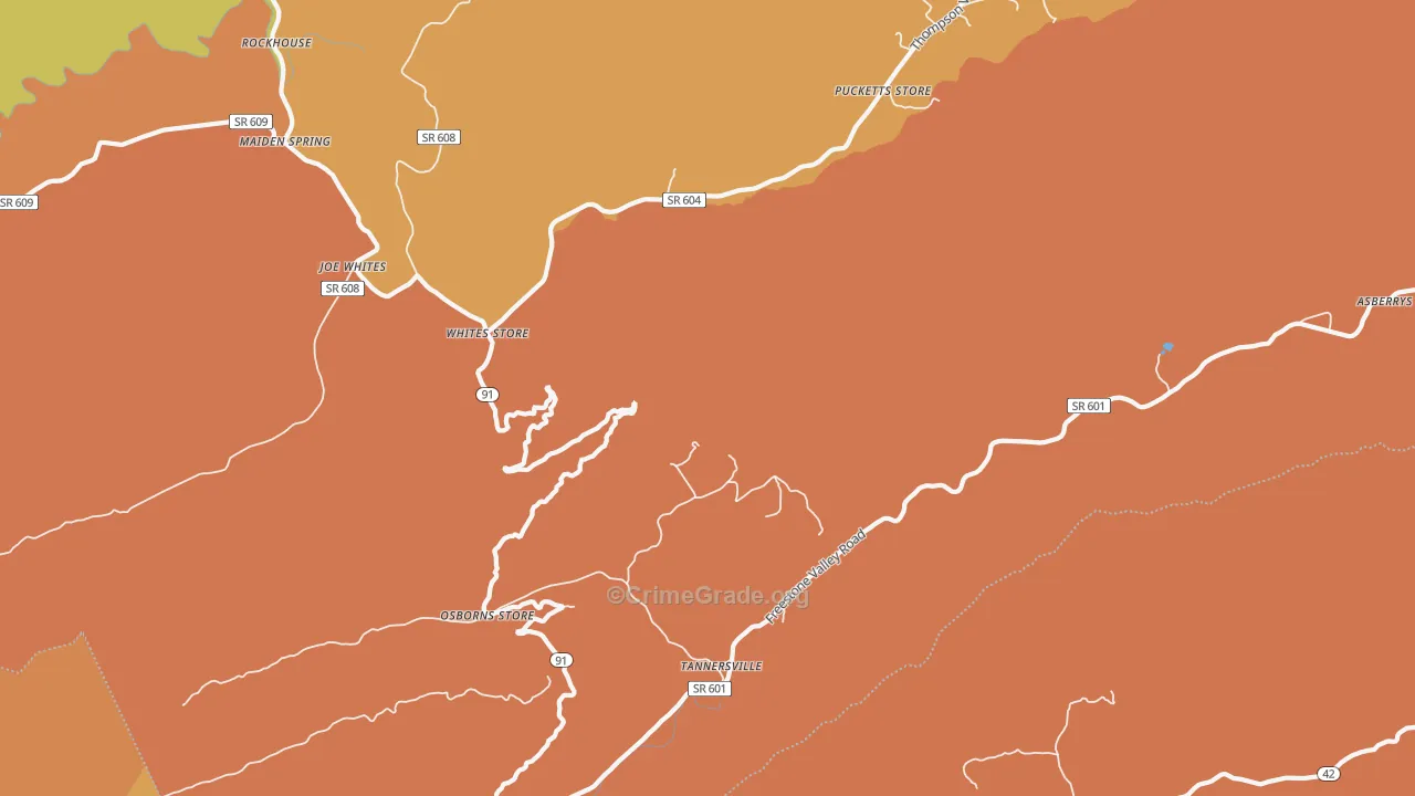 Osborns Store, VA Map of Burglary Rates