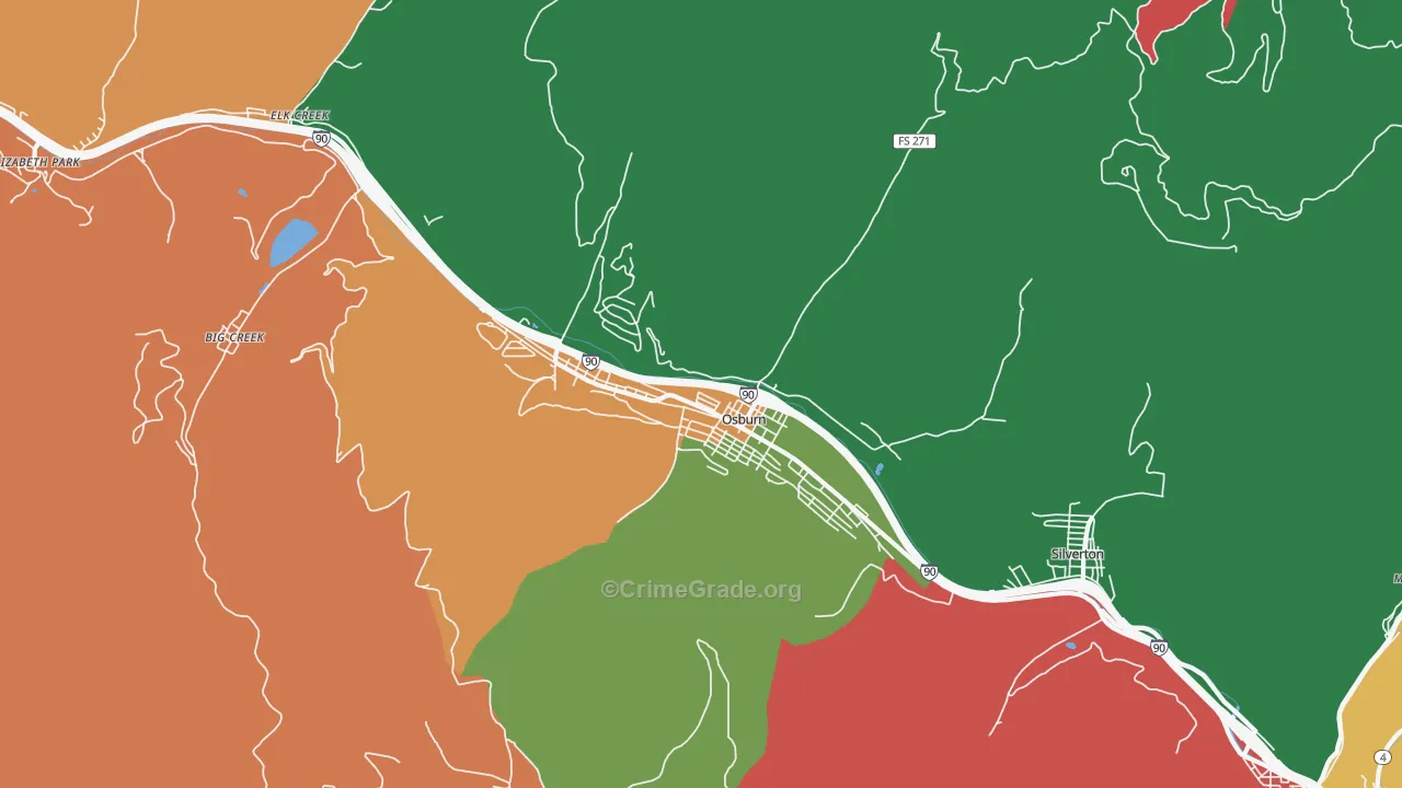 Osburn, ID Map of Burglary Rates