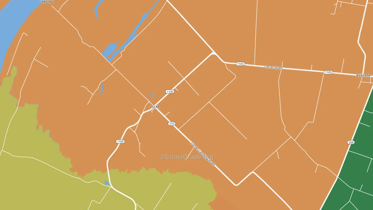 Oscar, KY Map of Burglary Rates