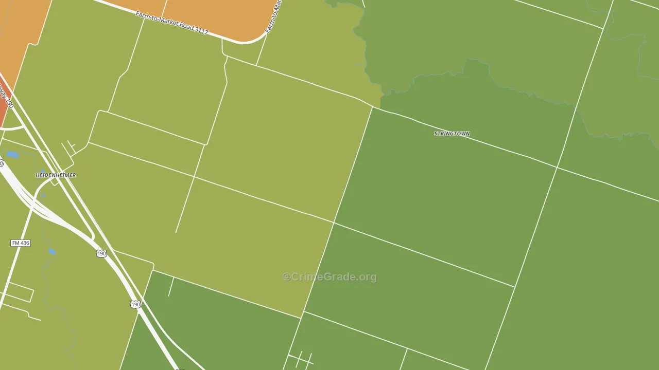 Oscar, TX Map of Burglary Rates