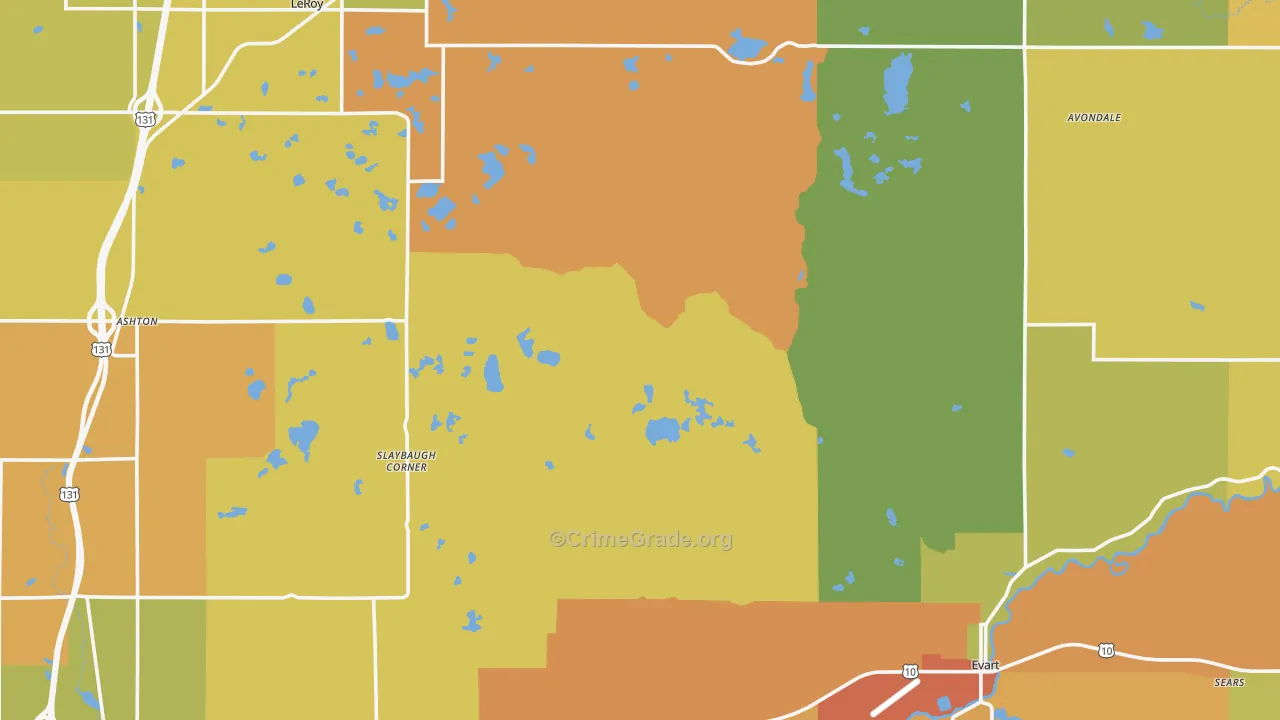 Osceola County, MI Map of Burglary Rates