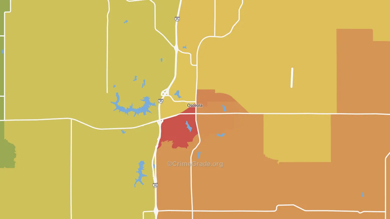 Osceola, IA Map of Burglary Rates