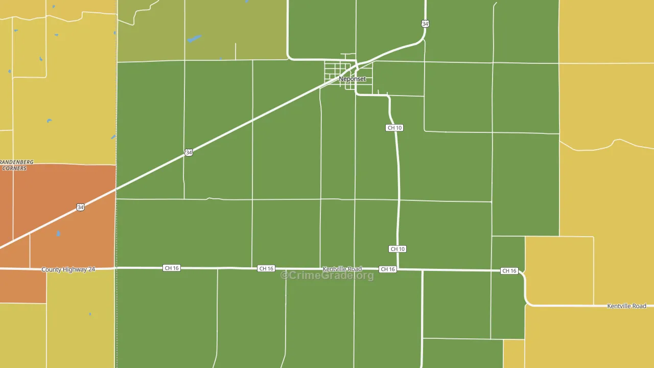 Osceola, IL Map of Burglary Rates