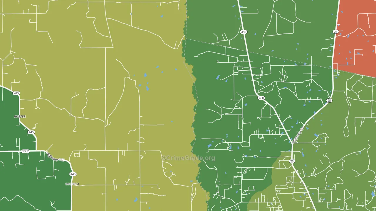 Osceola, LA Map of Burglary Rates