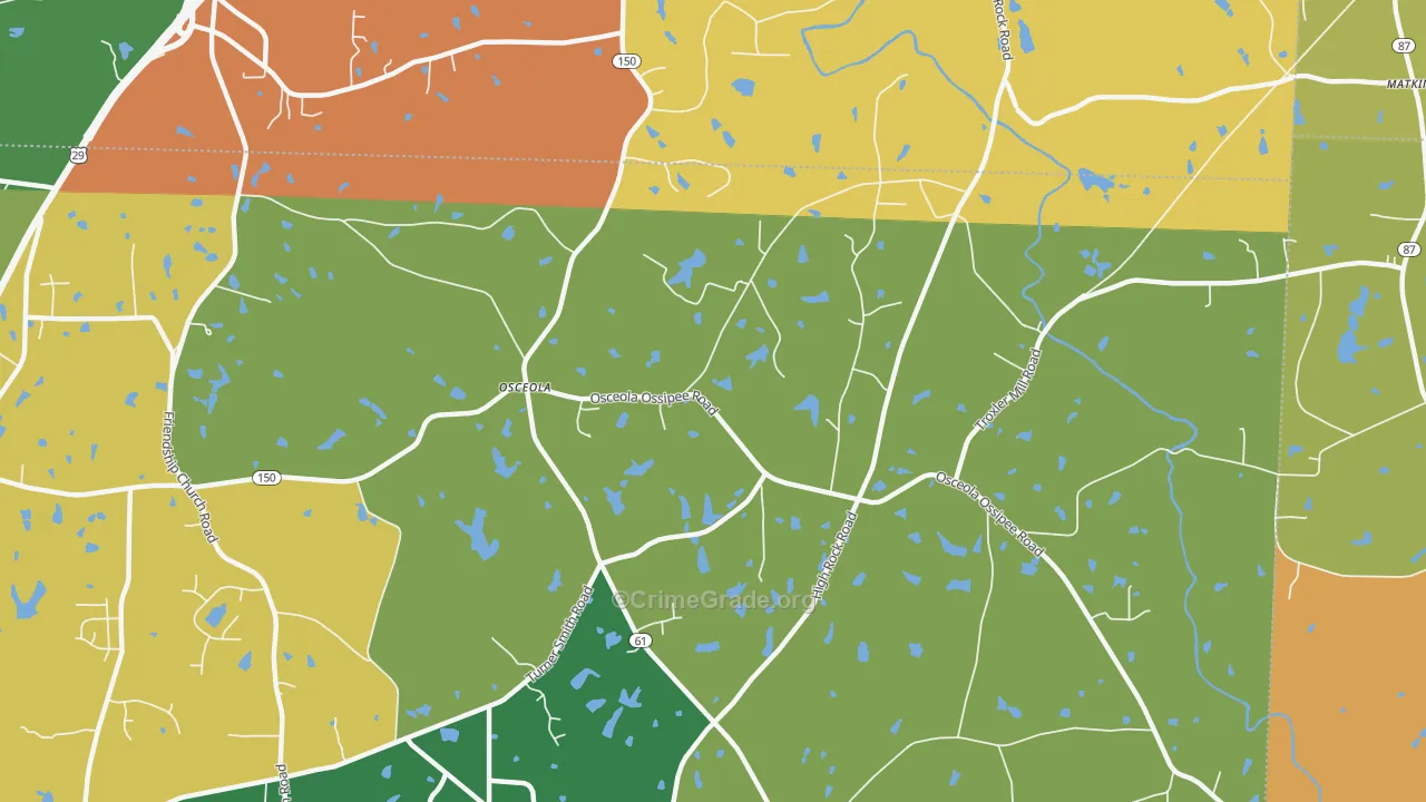 Osceola, NC Map of Burglary Rates