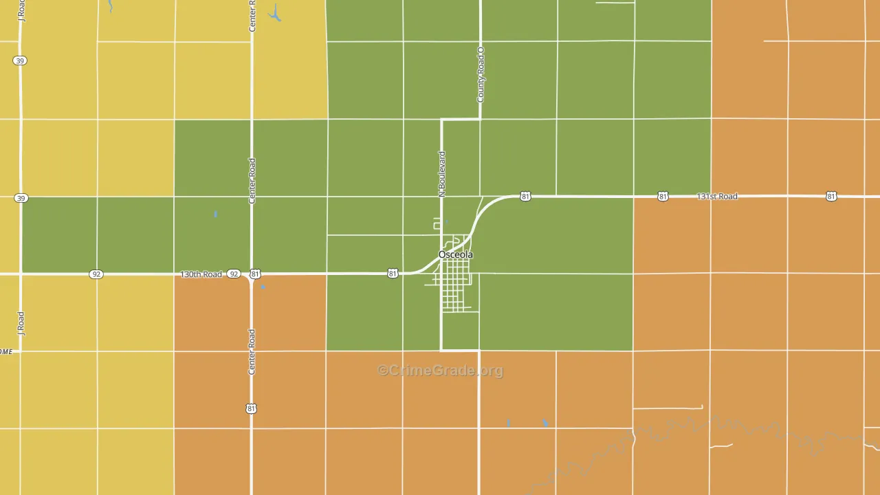 Osceola, NE Map of Burglary Rates