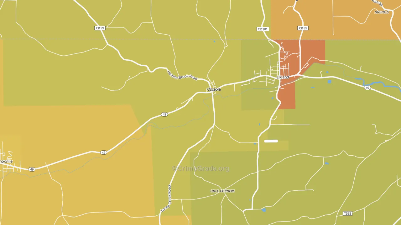 Osceola, PA Map of Burglary Rates