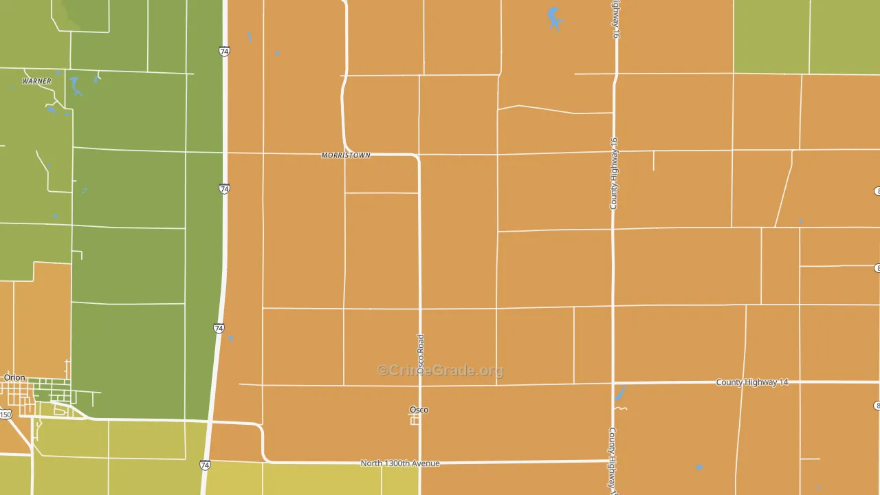 Osco, IL Map of Burglary Rates
