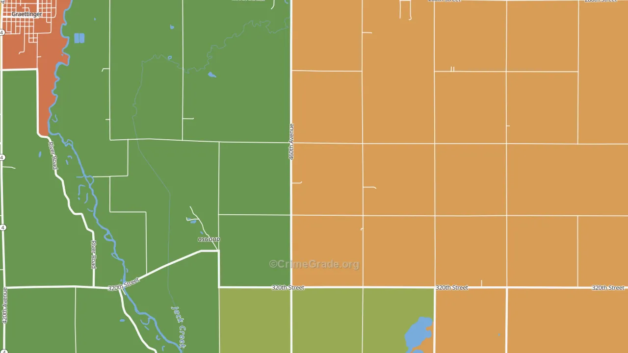 Osgood, IA Map of Burglary Rates