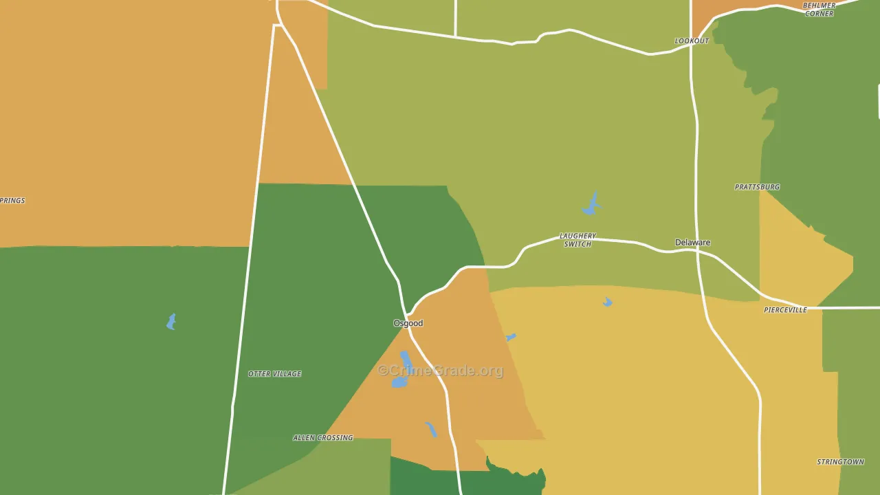 Osgood, IN Map of Burglary Rates
