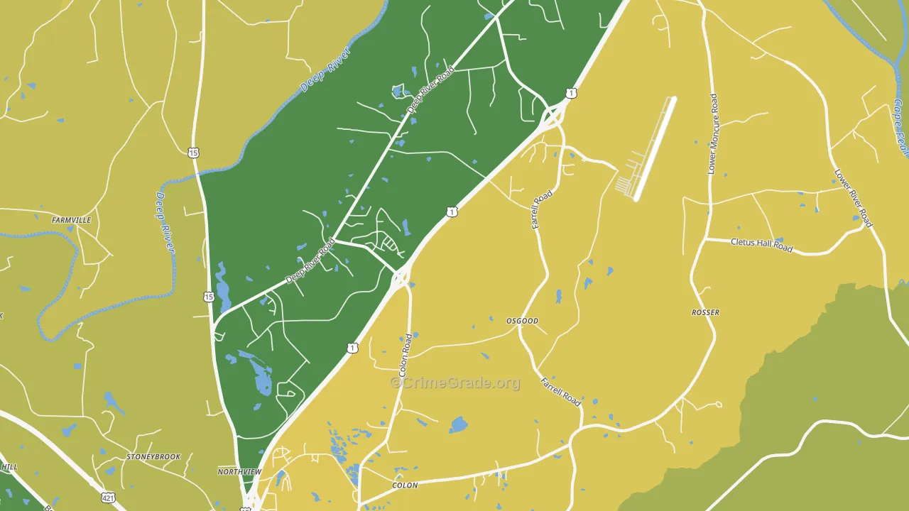 Osgood, NC Map of Burglary Rates