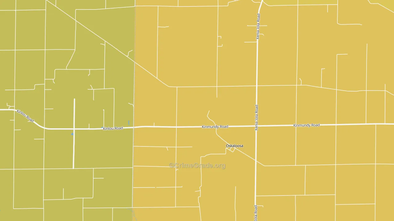 Oskaloosa, IL Map of Burglary Rates
