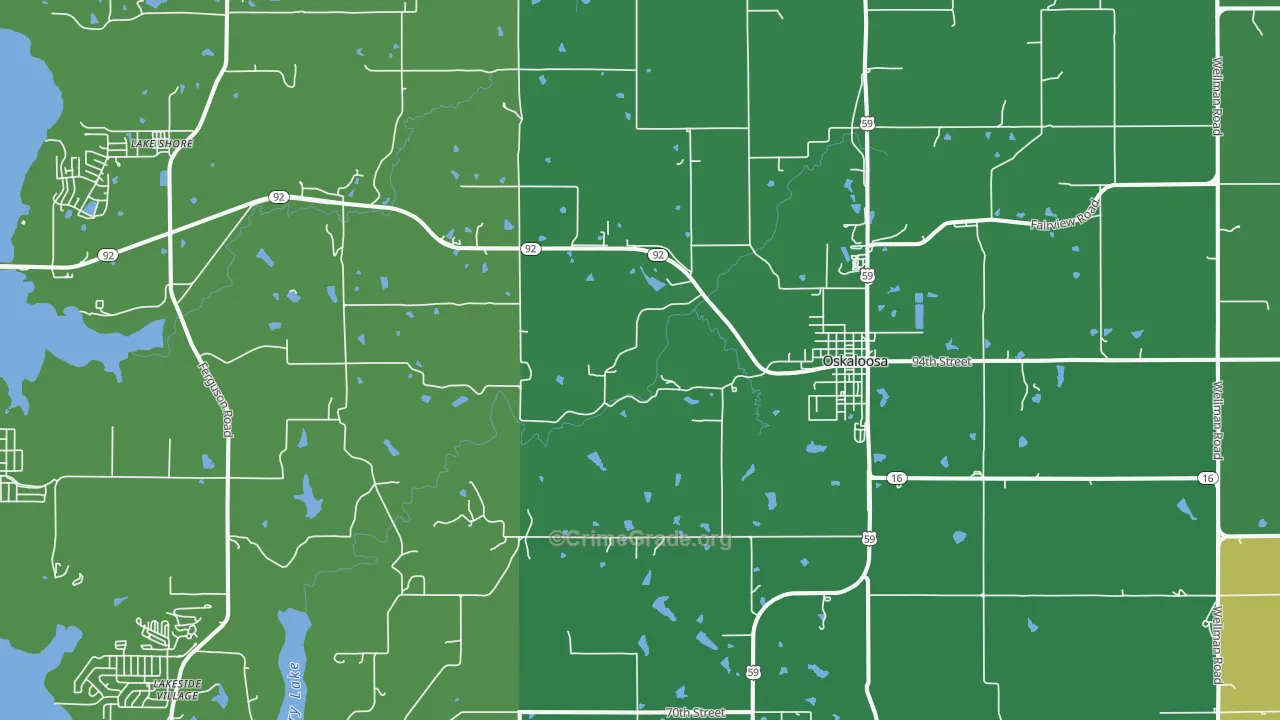 Oskaloosa, KS Map of Burglary Rates