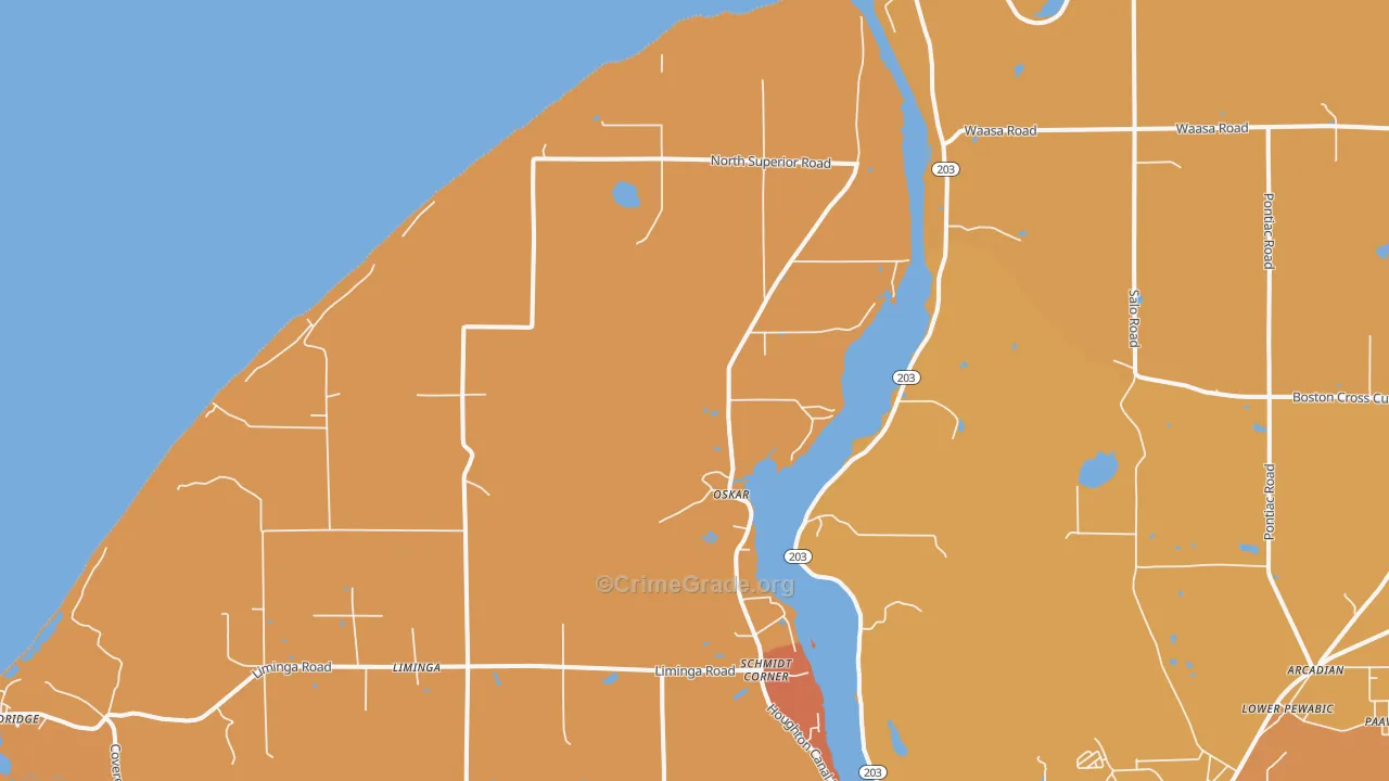 Oskar, MI Map of Burglary Rates